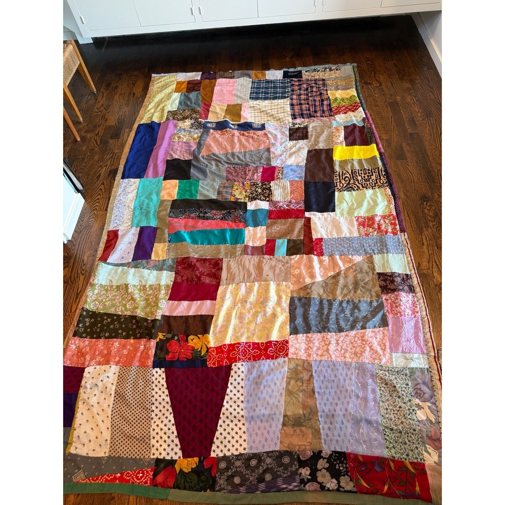 Old crazy Quilt.  Patchwork silk
